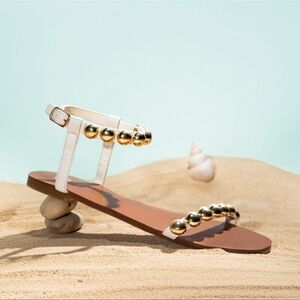 SCHUTZ Silver and Tan Sandals